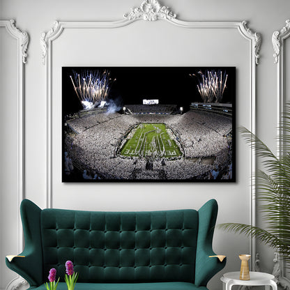 Beaver Stadium Fireworks, Stadium Canvas, Sport Art, Gift for him, Framed Art Print Wall Decor, Picture Framed