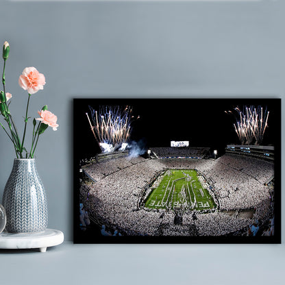Beaver Stadium Fireworks, Stadium Canvas, Sport Art, Gift for him, Framed Art Print Wall Decor, Picture Framed