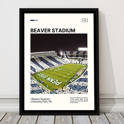 Beaver Stadium Print, Penn State Lions Stadium Canvas Art, Man Cave Gift, Floating Framed Canvas Print Wall Art