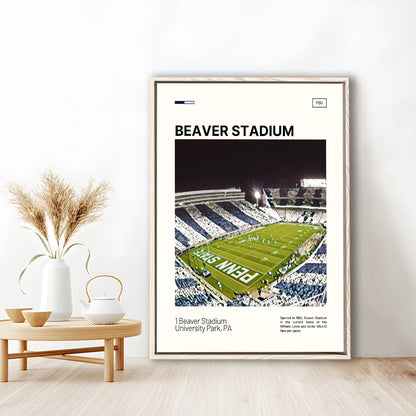 Beaver Stadium Print, Penn State Lions Stadium Canvas Art, Man Cave Gift, Floating Framed Canvas Print Wall Art