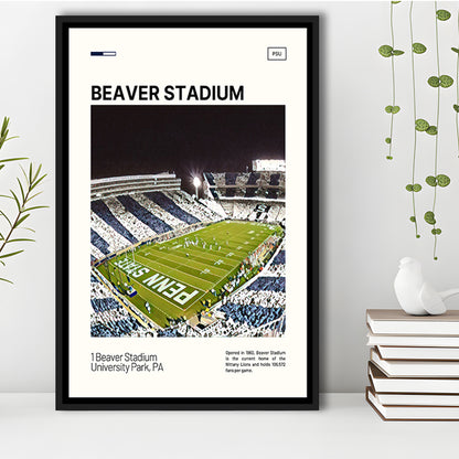 Beaver Stadium Print, Penn State Lions Stadium Canvas Art, Man Cave Gift, Floating Framed Canvas Print Wall Art