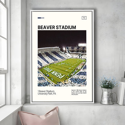 Beaver Stadium Print, Penn State Lions Stadium Canvas Art, Man Cave Gift, Floating Framed Canvas Print Wall Art