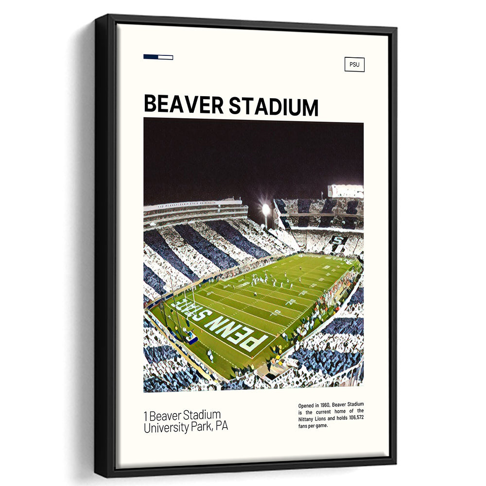 Beaver Stadium Print, Penn State Lions Stadium Canvas Art, Man Cave Gift, Floating Framed Canvas Print Wall Art