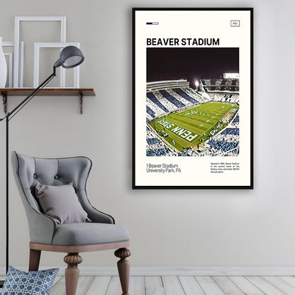 Beaver Stadium Print, Penn State Lions Stadium Canvas Art, Man Cave Gift, Floating Framed Canvas Print Wall Art