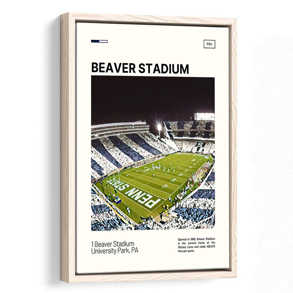 Beaver Stadium Print, Penn State Lions Stadium Canvas Art, Man Cave Gift, Floating Framed Canvas Print Wall Art