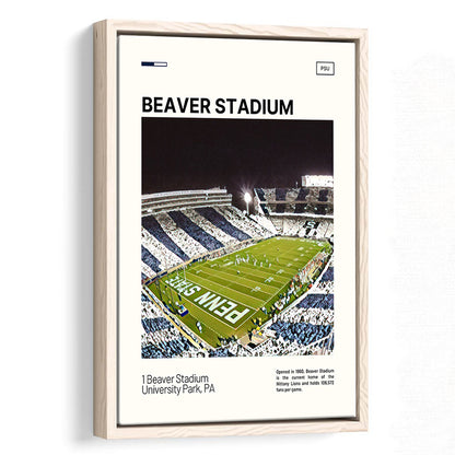 Beaver Stadium Print, Penn State Lions Stadium Canvas Art, Man Cave Gift, Floating Framed Canvas Print Wall Art