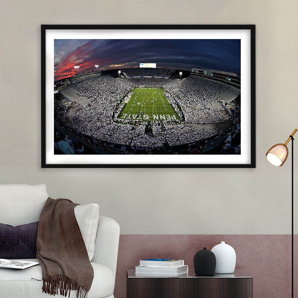 Beaver Stadium, Stadium Canvas, Sport Art, Fan Gifts, White Border Framed Art Print Wall Decor