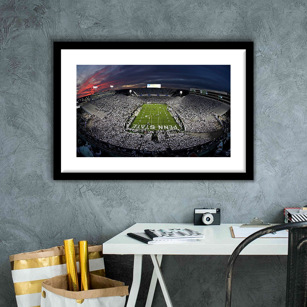 Beaver Stadium, Stadium Canvas, Sport Art, Fan Gifts, White Border Framed Art Print Wall Decor