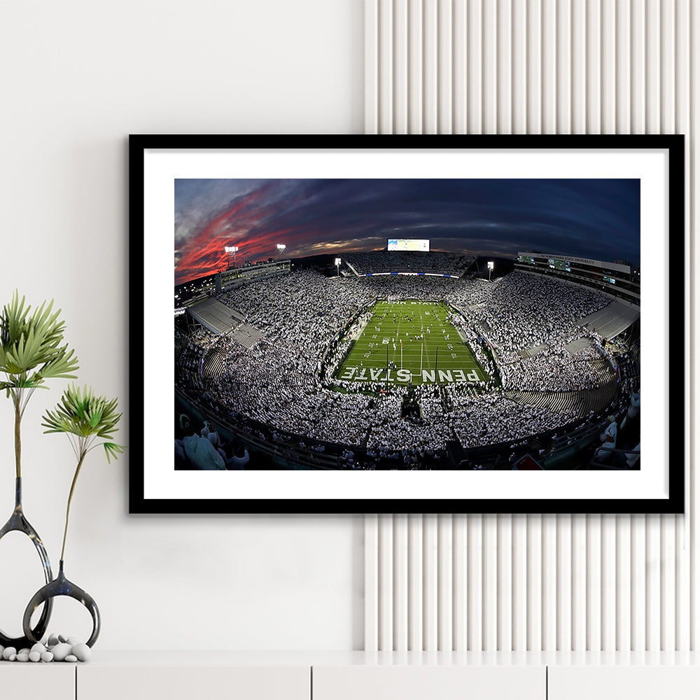 Beaver Stadium, Stadium Canvas, Sport Art, Fan Gifts, White Border Framed Art Print Wall Decor