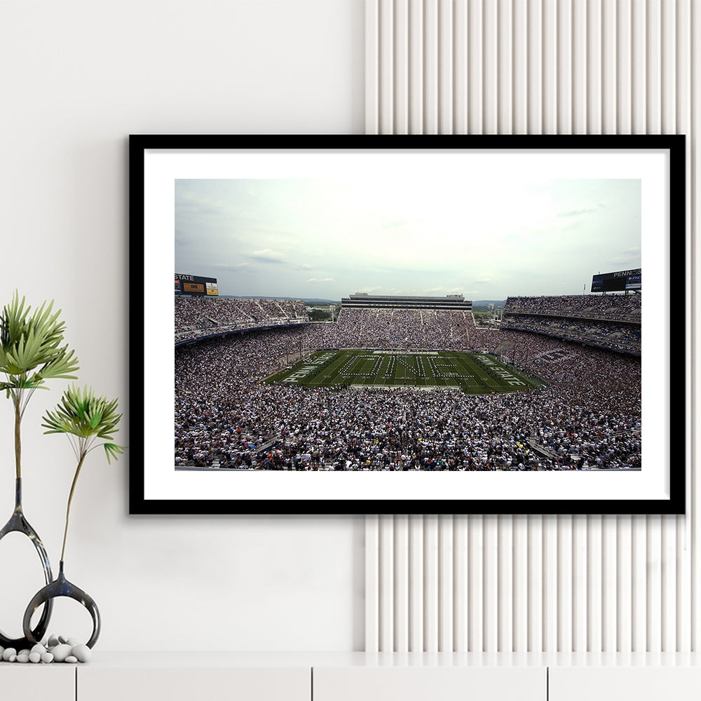 Beaver Stadium, Stadium Canvas, Sport Art, Gift for him, White Border Framed Art Print Wall Decor