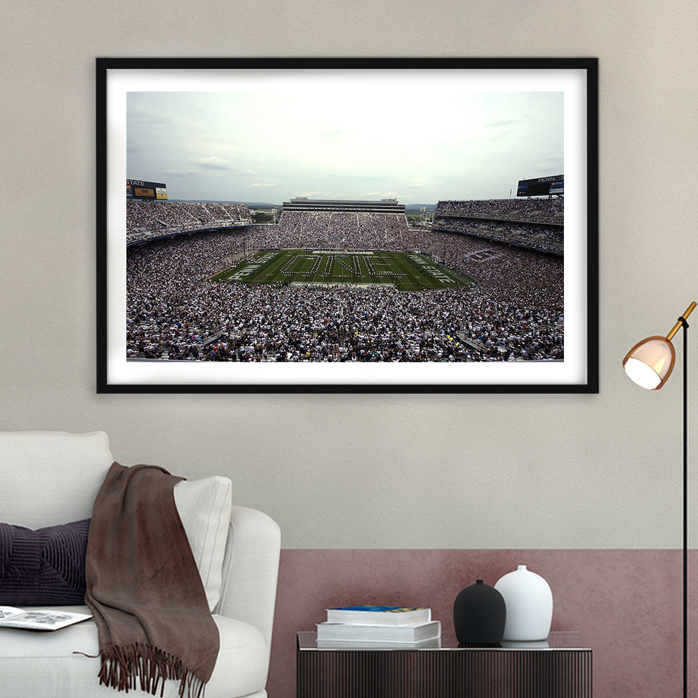 Beaver Stadium, Stadium Canvas, Sport Art, Gift for him, White Border Framed Art Print Wall Decor
