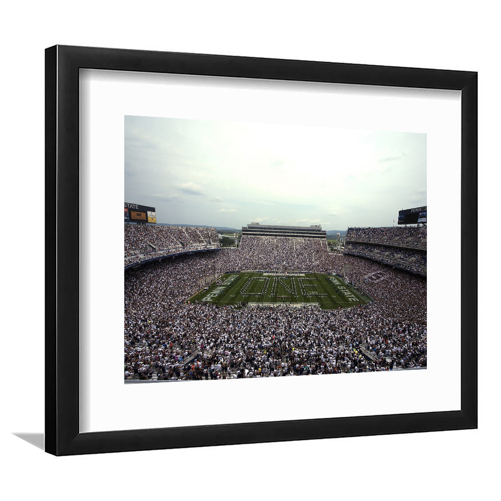 Beaver Stadium, Stadium Canvas, Sport Art, Gift for him, White Border Framed Art Print Wall Decor