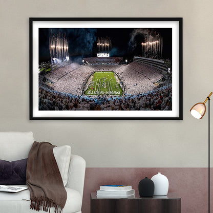 Beaver Stadium in Pa, Stadium Canvas, Sport Art, Gift for him, White Border Framed Art Print Wall Decor