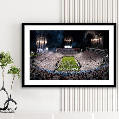 Beaver Stadium in Pa, Stadium Canvas, Sport Art, Gift for him, White Border Framed Art Print Wall Decor