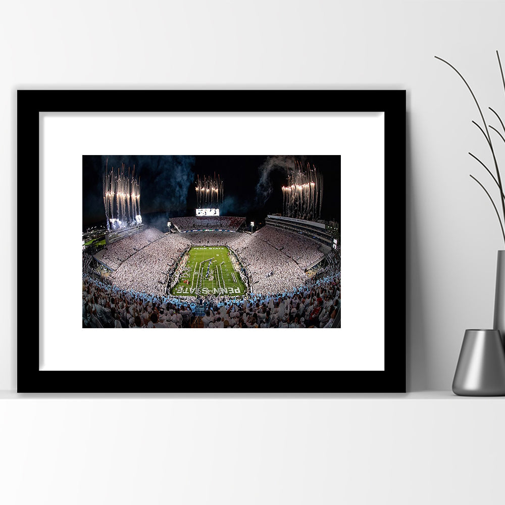 Beaver Stadium in Pa, Stadium Canvas, Sport Art, Gift for him, White Border Framed Art Print Wall Decor