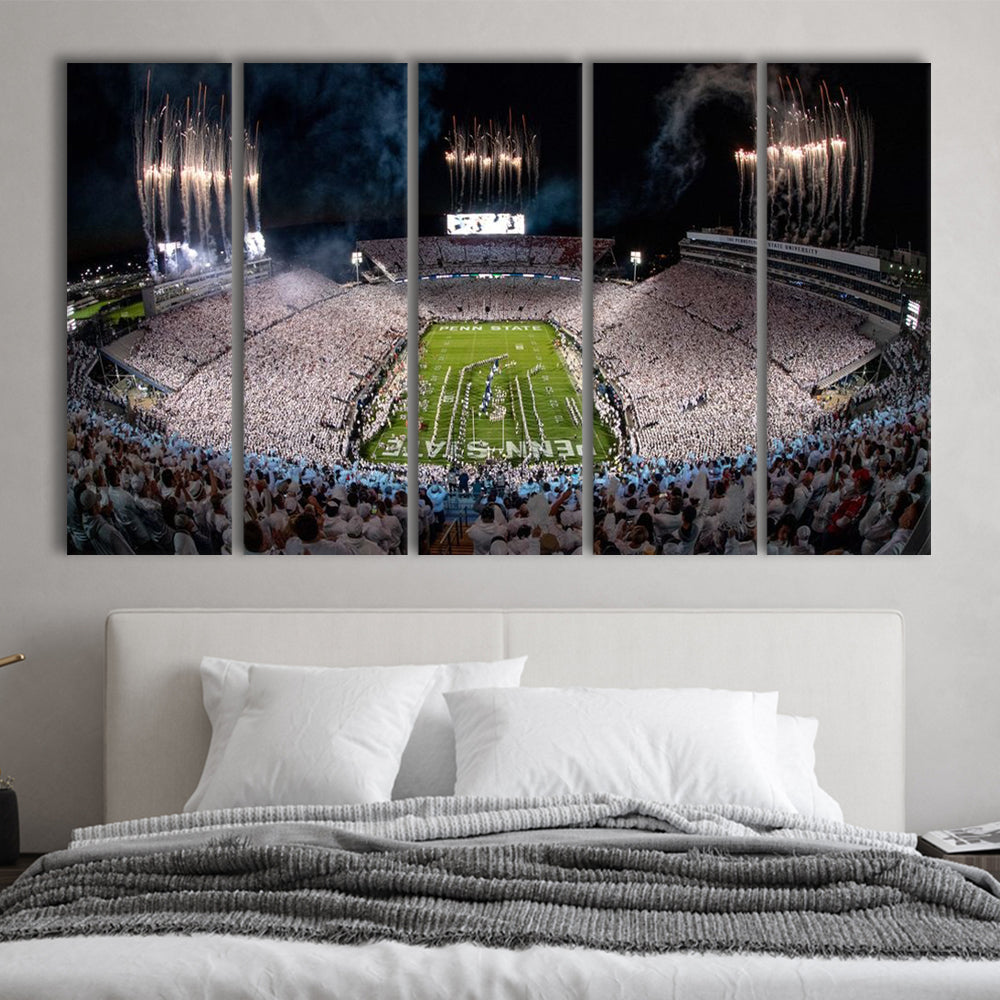 Beaver Stadium in Pa, Stadium Canvas, Sport Art, 5 Panel B, Extra Large Canvas, Canvas Print Wall Art