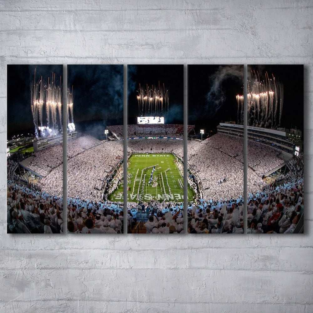 Beaver Stadium in Pa, Stadium Canvas, Sport Art, 5 Panel B, Extra Large Canvas, Canvas Print Wall Art