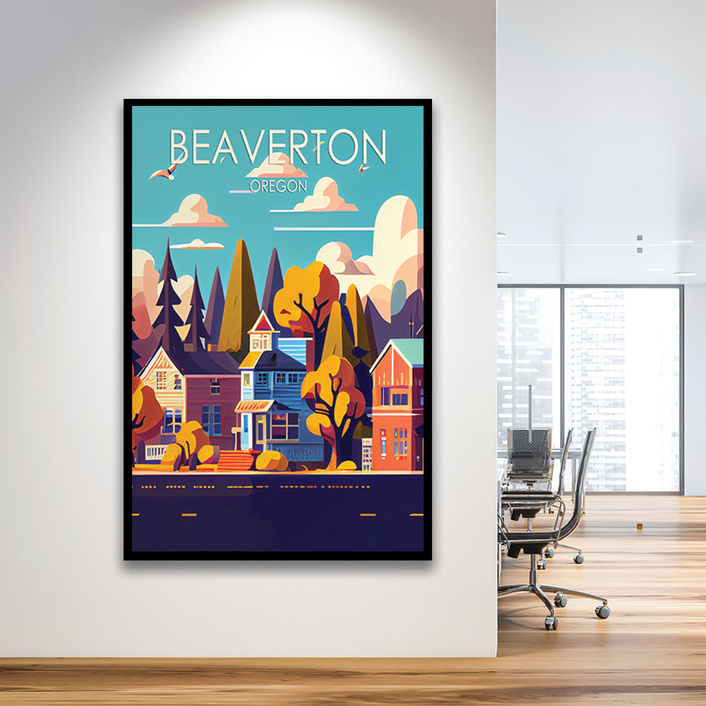 Beaverton Oregon Retro Art Print, Beaverton City Wall Art, Framed Art Print, Picture Framed, Painting Art