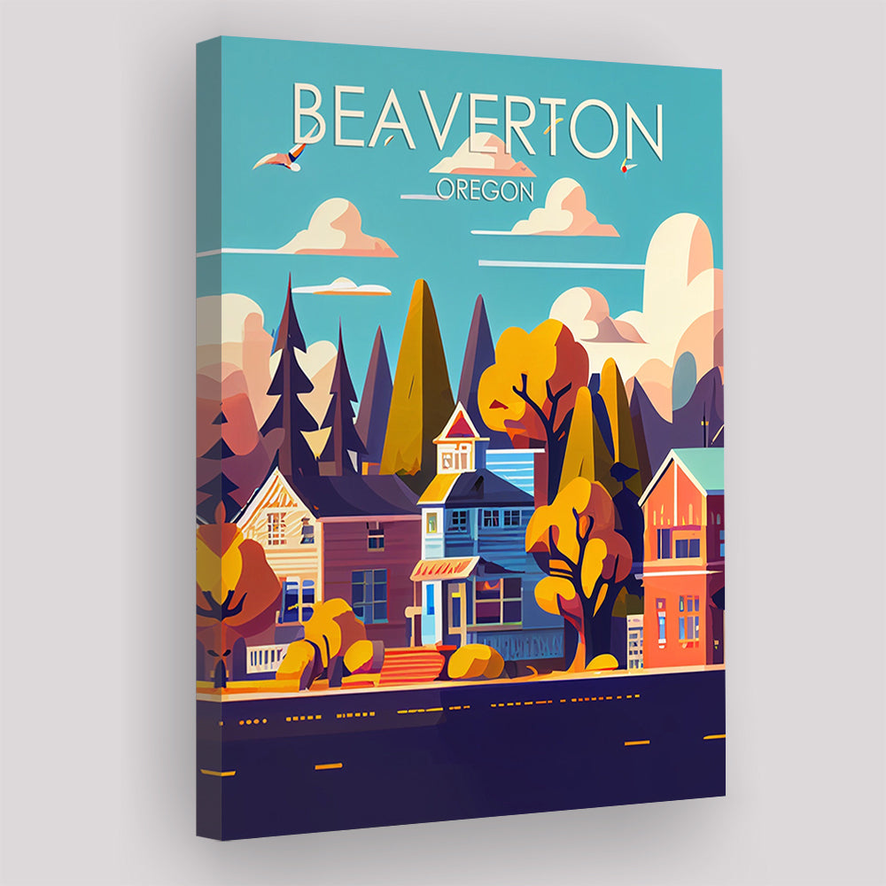 Beaverton Oregon Retro Art Print, Beaverton City Wall Art, Canvas Print, Painting Canvas, Living Room Decor