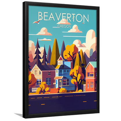 Beaverton Oregon Retro Art Print, Beaverton City Wall Art, Framed Art Print, Picture Framed, Painting Art