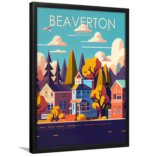 Beaverton Oregon Retro Art Print, Beaverton City Wall Art, Framed Art Print, Picture Framed, Painting Art