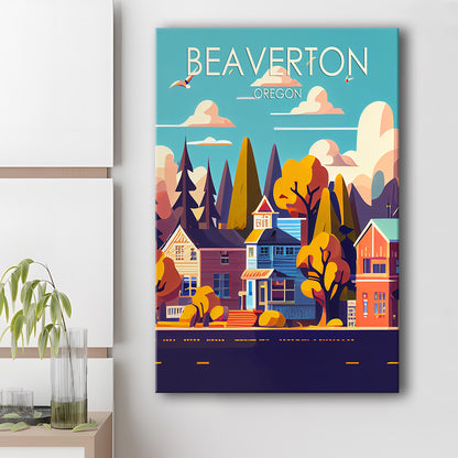 Beaverton Oregon Retro Art Print, Beaverton City Wall Art, Canvas Print, Painting Canvas, Living Room Decor