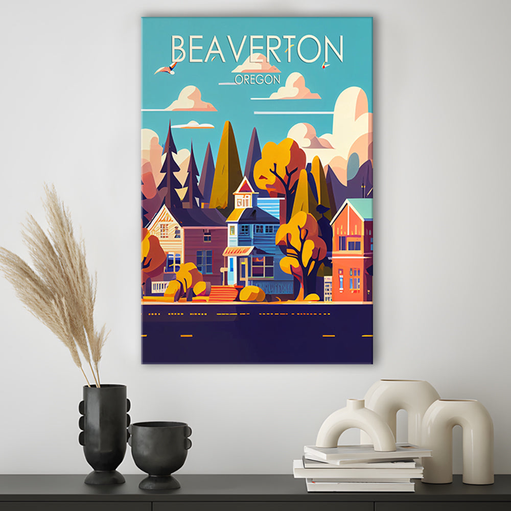 Beaverton Oregon Retro Art Print, Beaverton City Wall Art, Canvas Print, Painting Canvas, Living Room Decor