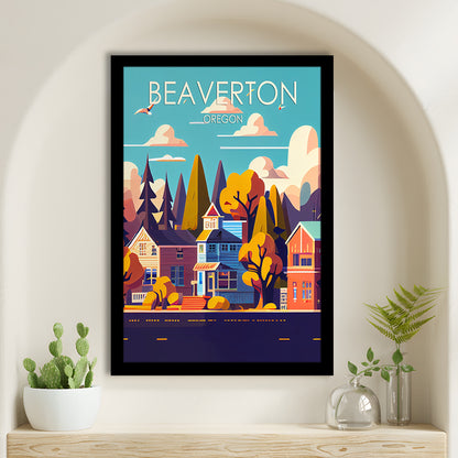Beaverton Oregon Retro Art Print, Beaverton City Wall Art, Framed Art Print, Picture Framed, Painting Art