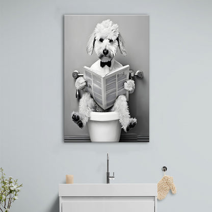 Bedlington Terrier Canvas Prints Wall Art, Funny Bathroom Decor, Animal in toilet