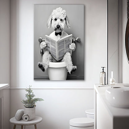 Bedlington Terrier Canvas Prints Wall Art, Funny Bathroom Decor, Animal in toilet