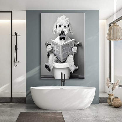 Bedlington Terrier Canvas Prints Wall Art, Funny Bathroom Decor, Animal in toilet