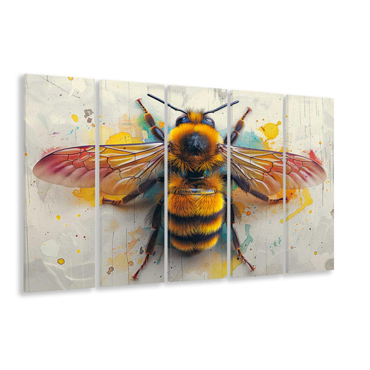 Bee Yourself Watercolor Style Canvas Print,A Charming Decor, 5 Piece B Extra Large Cavas Print Wall Art Decor