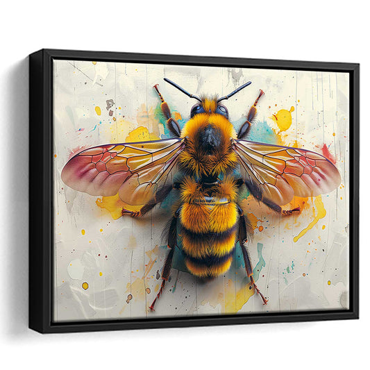 Bee Yourself Watercolor Style Canvas Print,A Charming Addition To Wall Decor, Framed Cavas Print, Floating Frame
