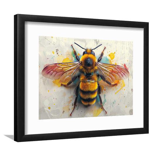 Bee Yourself Watercolor Style Art Print,A Charming Addition To Your Wall Decor, Framed Art Print White Border