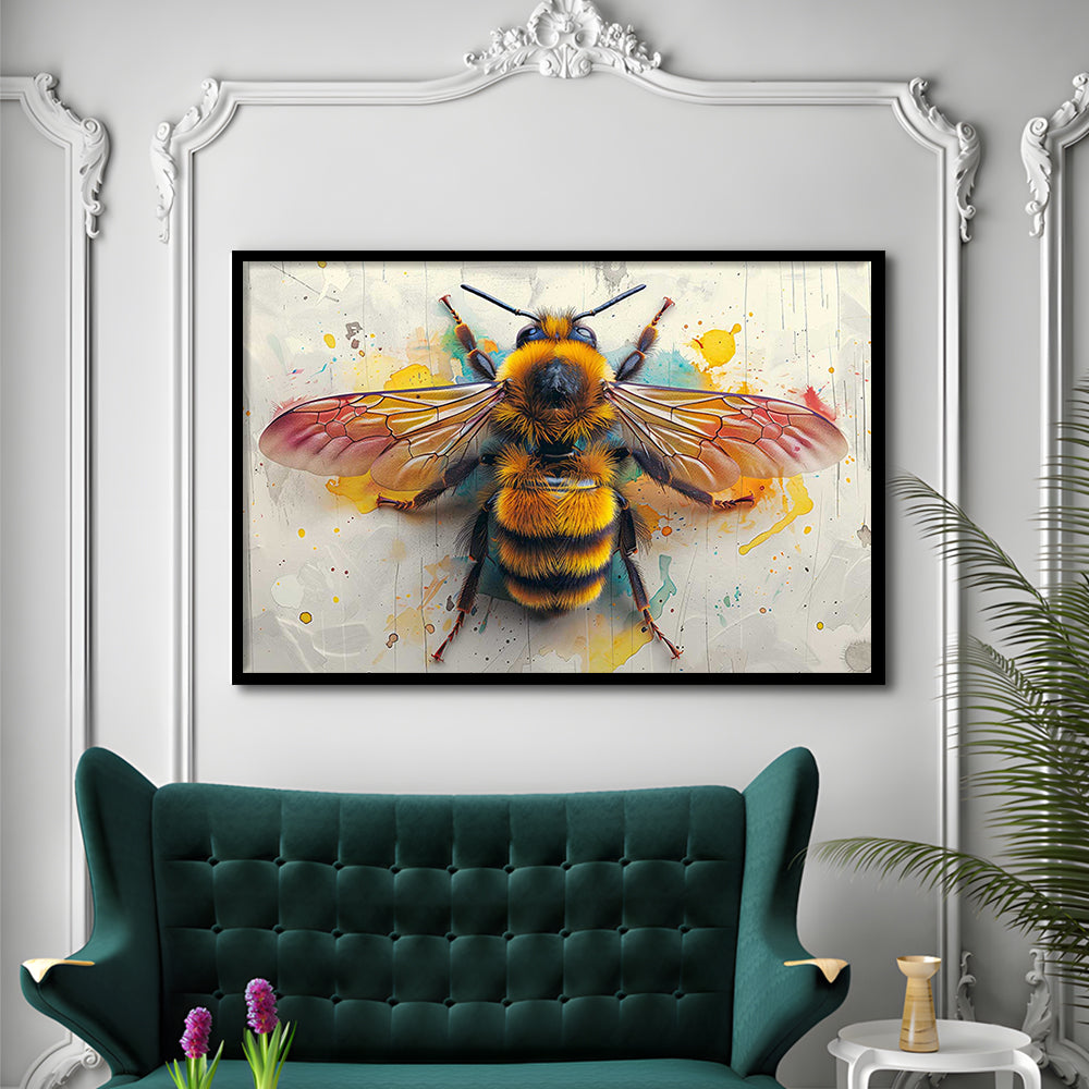 Bee Yourself Watercolor Style Art Prints,A Charming Addition To Your Wall Decor, Framed Art Print, Picture Framed