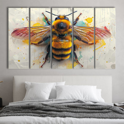 Bee Yourself Watercolor Style Canvas Print,A Charming Decor, 5 Piece B Extra Large Cavas Print Wall Art Decor
