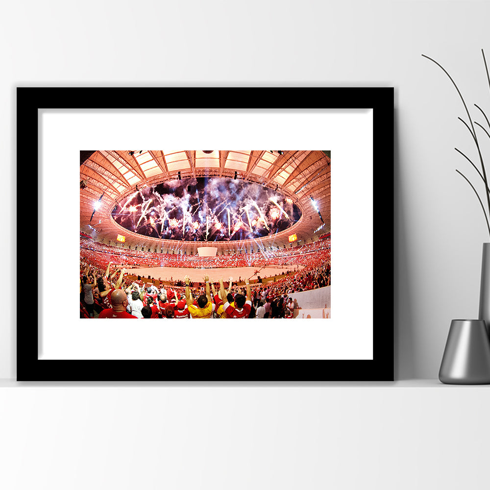 Beira Rio Stadium Event, Stadium Canvas, Sport Art, Gift for him, White Border Framed Art Print Wall Decor