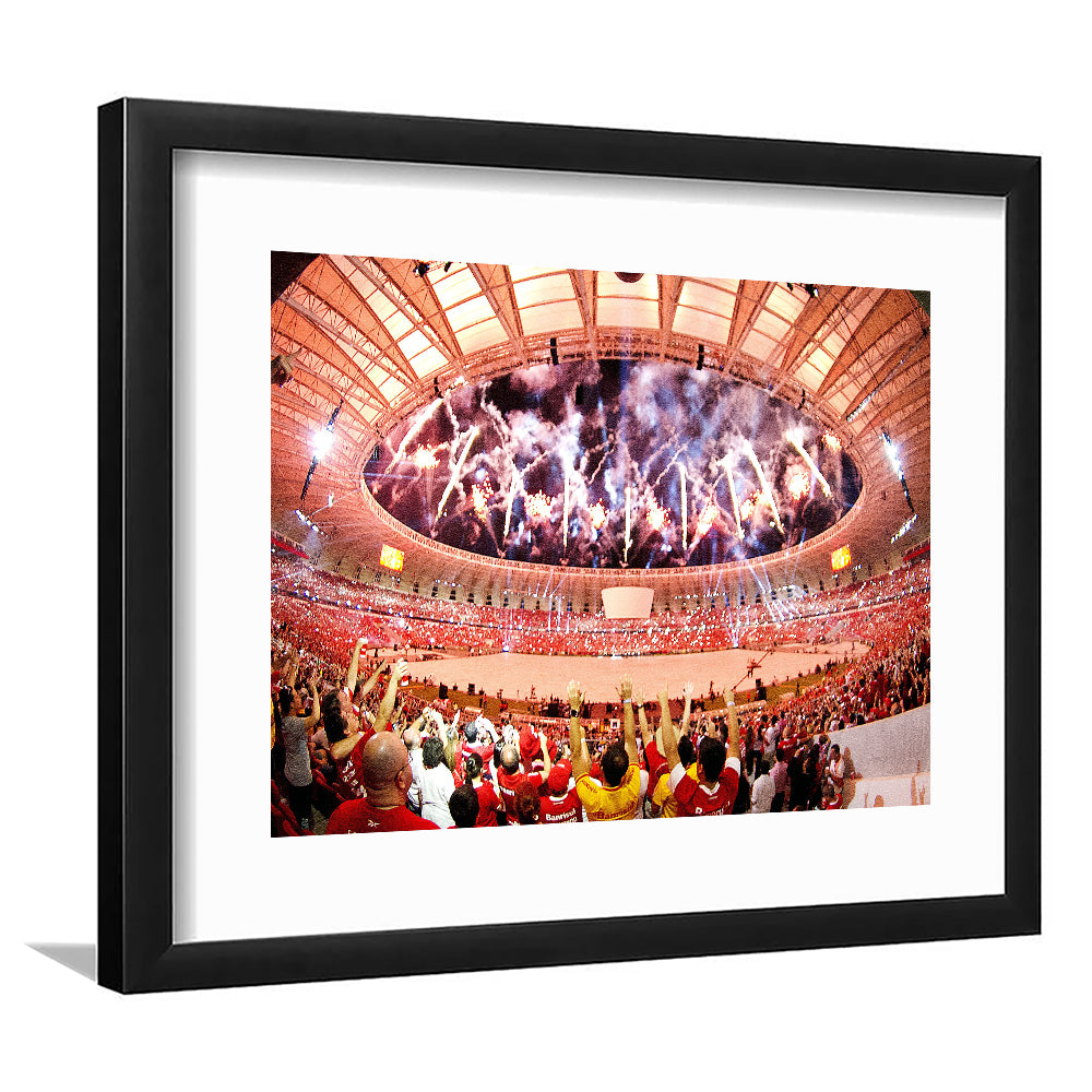 Beira Rio Stadium Event, Stadium Canvas, Sport Art, Gift for him, White Border Framed Art Print Wall Decor