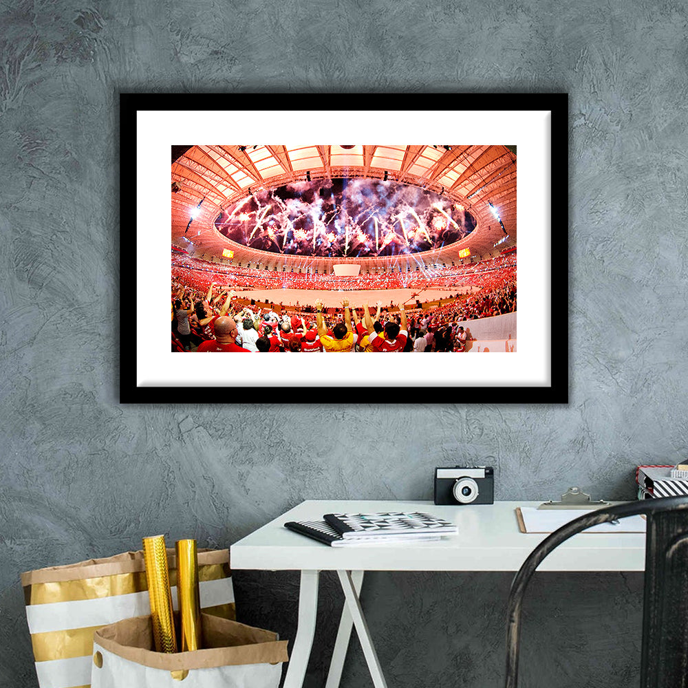 Beira Rio Stadium Event, Stadium Canvas, Sport Art, Gift for him, White Border Framed Art Print Wall Decor