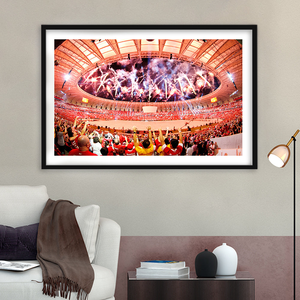Beira Rio Stadium Event, Stadium Canvas, Sport Art, Gift for him, White Border Framed Art Print Wall Decor