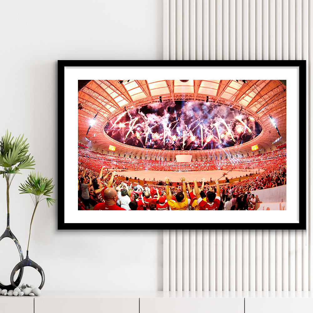 Beira Rio Stadium Event, Stadium Canvas, Sport Art, Gift for him, White Border Framed Art Print Wall Decor