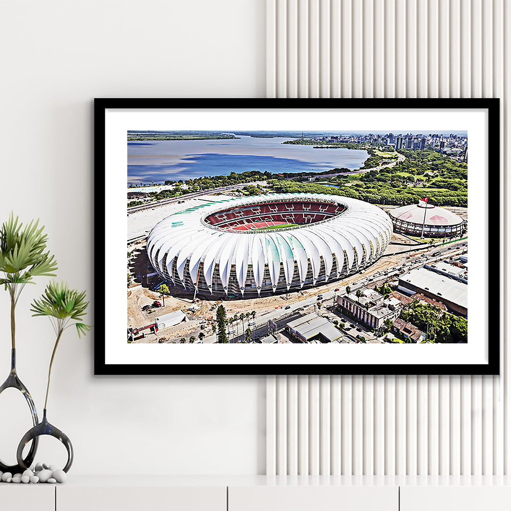 Beira Rio Stadium, Stadium Canvas, Sport Art, Fan Gifts, White Border Framed Art Print Wall Decor