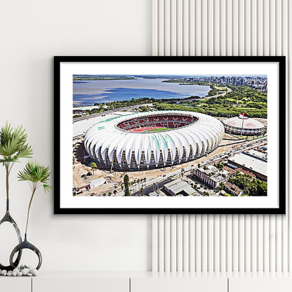 Beira Rio Stadium, Stadium Canvas, Sport Art, Fan Gifts, White Border Framed Art Print Wall Decor