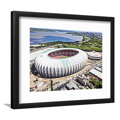 Beira Rio Stadium, Stadium Canvas, Sport Art, Fan Gifts, White Border Framed Art Print Wall Decor