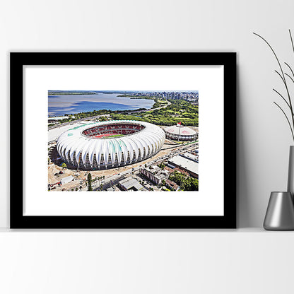 Beira Rio Stadium, Stadium Canvas, Sport Art, Fan Gifts, White Border Framed Art Print Wall Decor