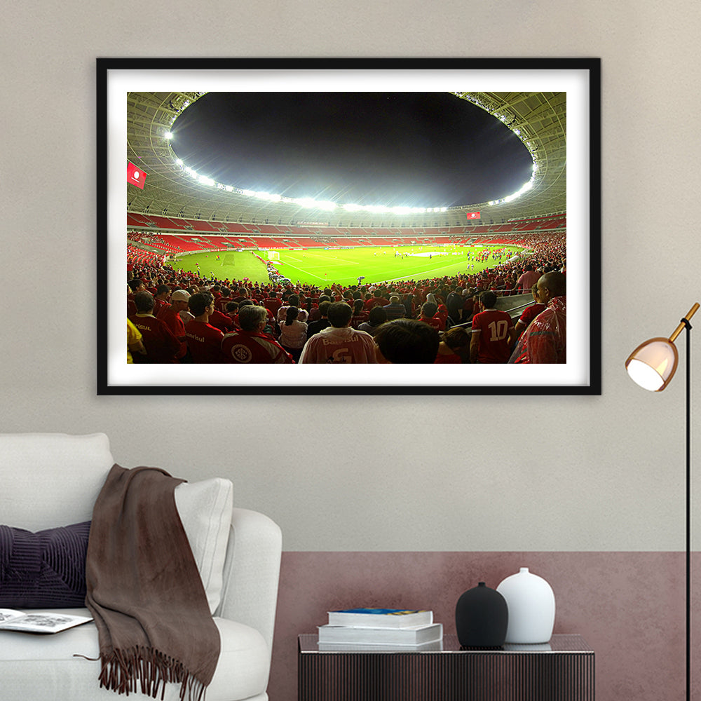 Beira Rio Stadium, Stadium Canvas, Sport Art, Gift for him, White Border Framed Art Print Wall Decor