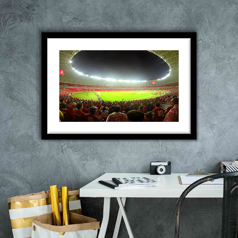 Beira Rio Stadium, Stadium Canvas, Sport Art, Gift for him, White Border Framed Art Print Wall Decor