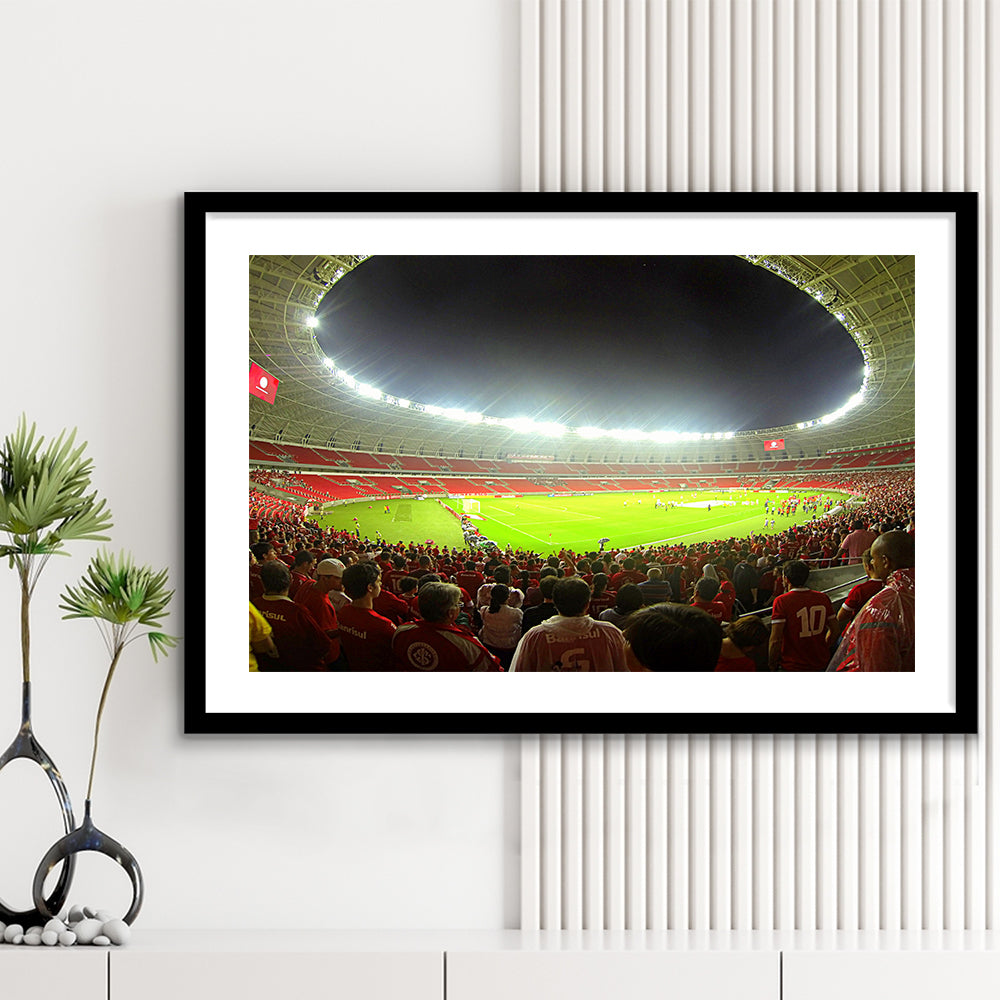 Beira Rio Stadium, Stadium Canvas, Sport Art, Gift for him, White Border Framed Art Print Wall Decor