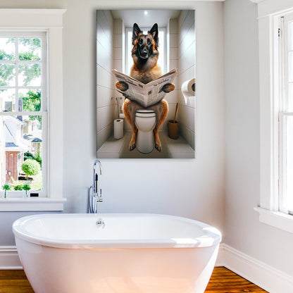 Belgian Malinois Canvas Prints Wall Art, Funny Bathroom Decor, Animal in toilet