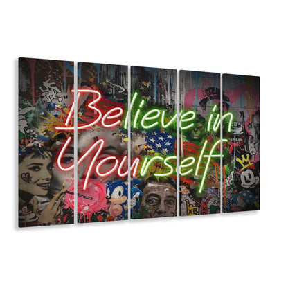 Believe In Yourself Art Print, Extra Large 5 Panels Multi Canvas Print Wall Art, Home Decor